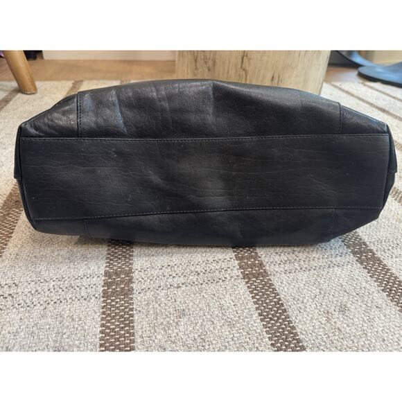 Claudia Firenze Black Leather Tote Bag Purse Large Italy - Picture 5 of 12